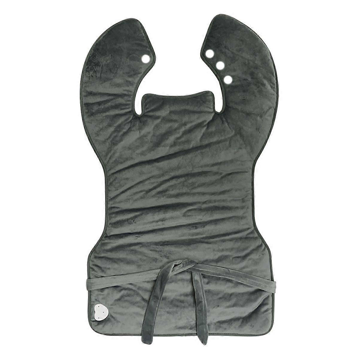 Gray wrap-around heating pad for neck, shoulder, and back pain relief