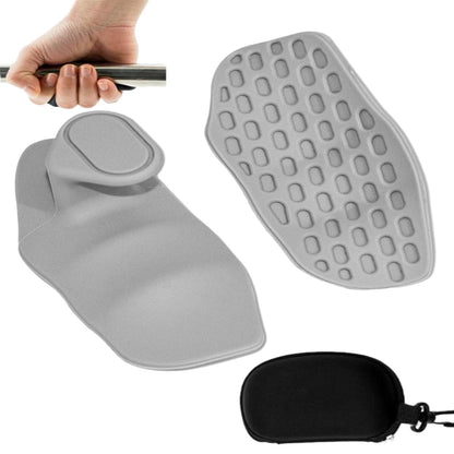Gray silicone hand grip aid for stroke recovery, textured non-slip surface, with carrying case.