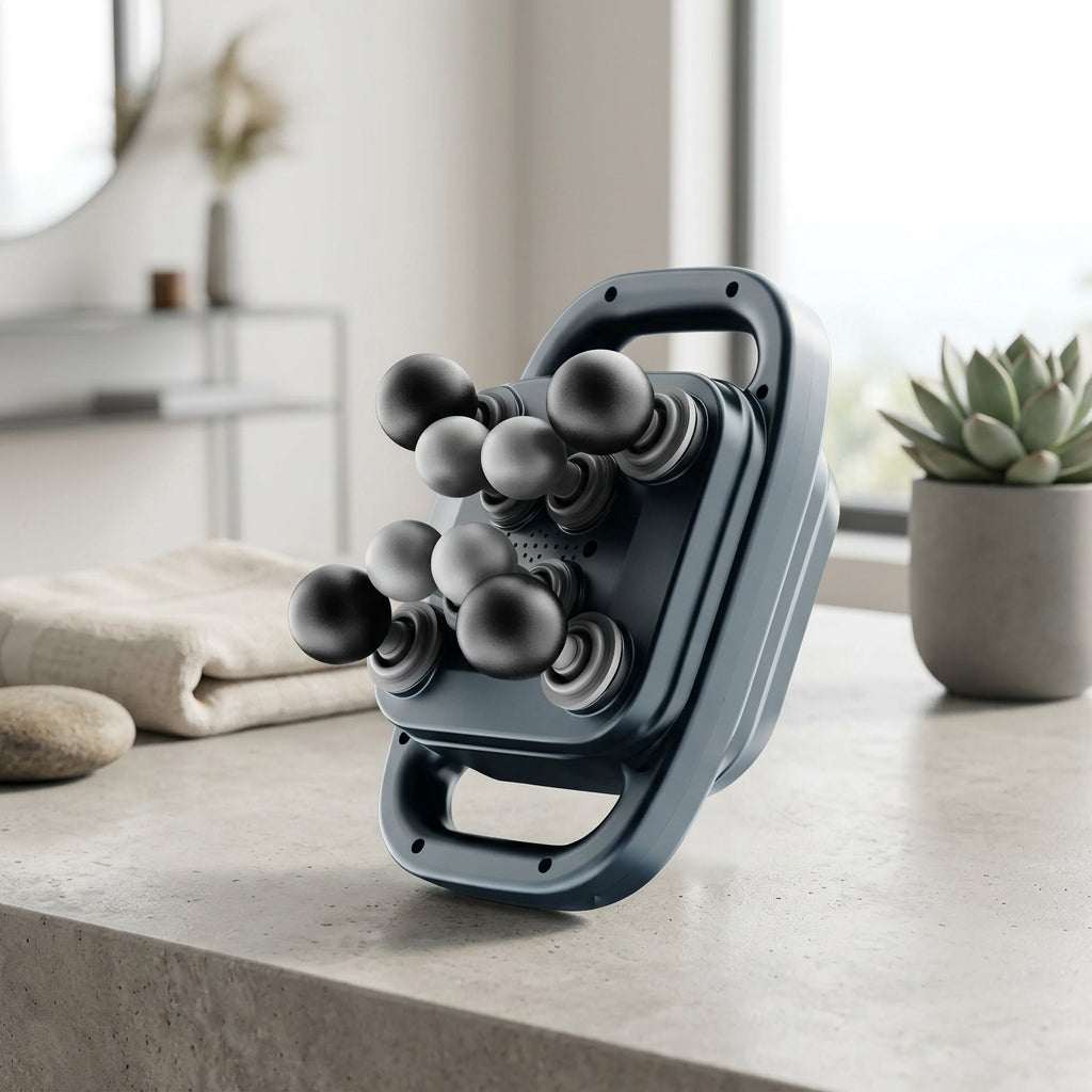 RELIEF LAB Heated Massage Gun for deep tissue muscle relief with adjustable heat and speed settings