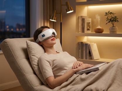 Smart Eye Massager with Bluetooth, heat, vibration, and air pressure therapy for eye relaxation and tension relief