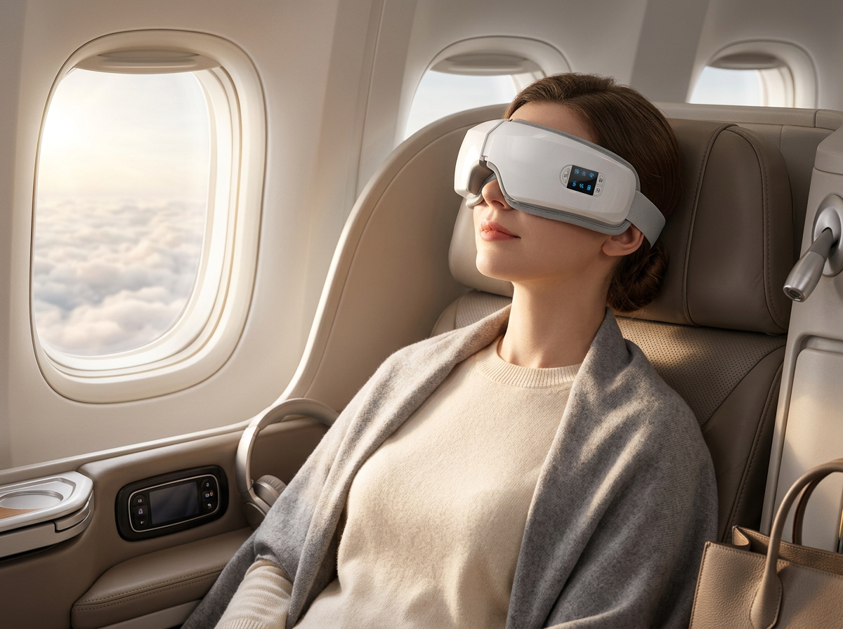 Smart Eye Massager with Bluetooth, heat, vibration, and air pressure therapy for eye relaxation and tension relief